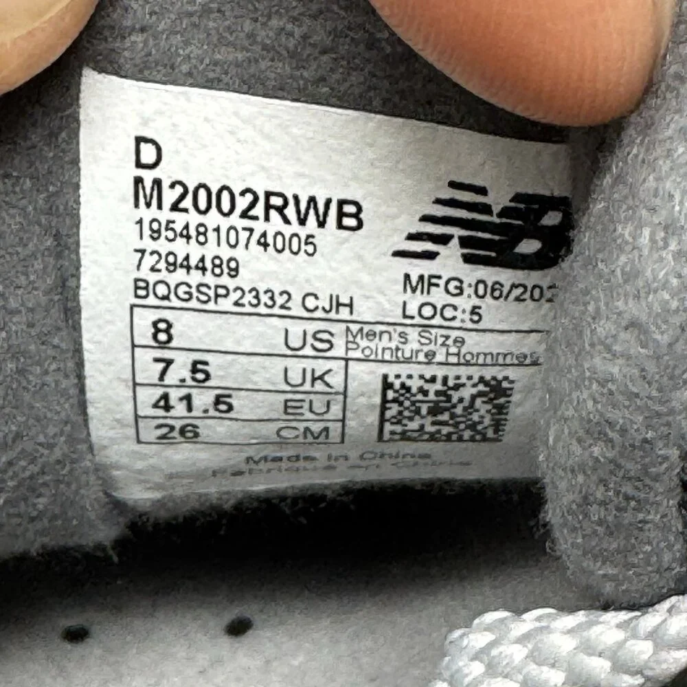 New Balance 2002R J Crew Rain Cloud Prism Purple M2002RWB Size 8